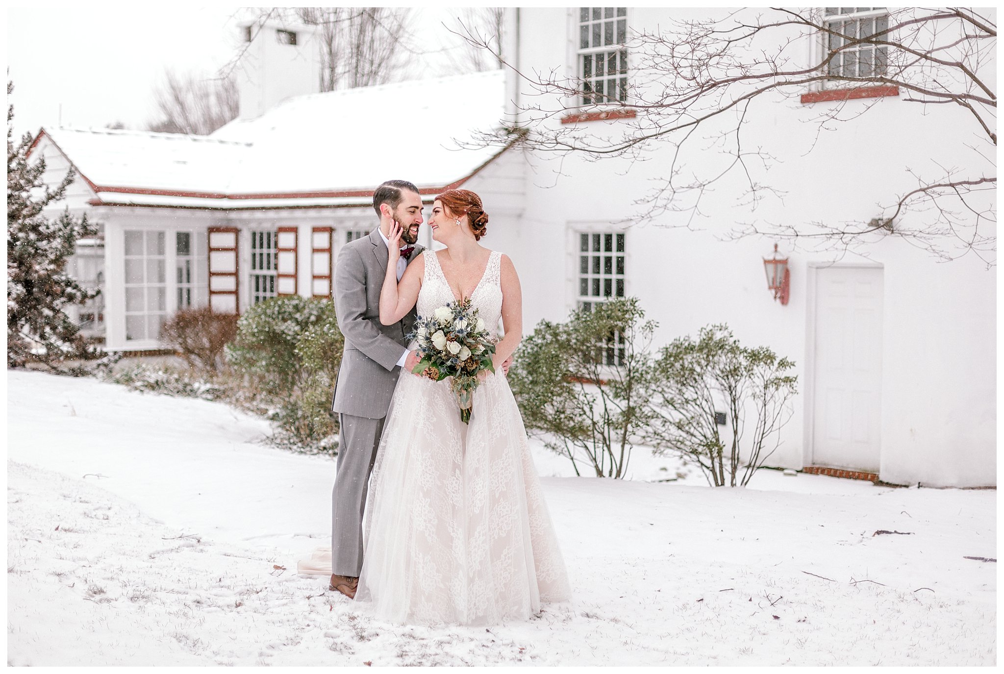 snowy winter wedding at normandy farms
