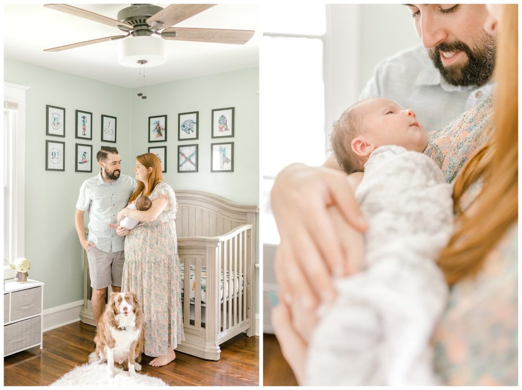 "family with dog and baby in Harry Potter Inspired Nursery"