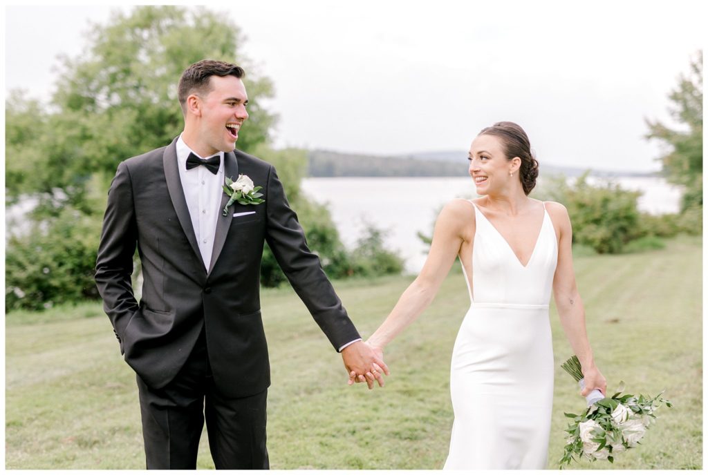 "bride and groom at The Lake House Inn"