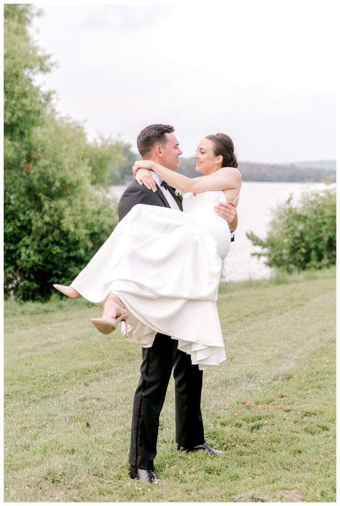 "bride and groom at The Lake House Inn"